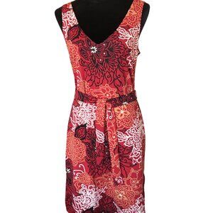 Mica Asian Belted Dress, Floral Oriental Dress Red Black Gold Y2K Vintage Small